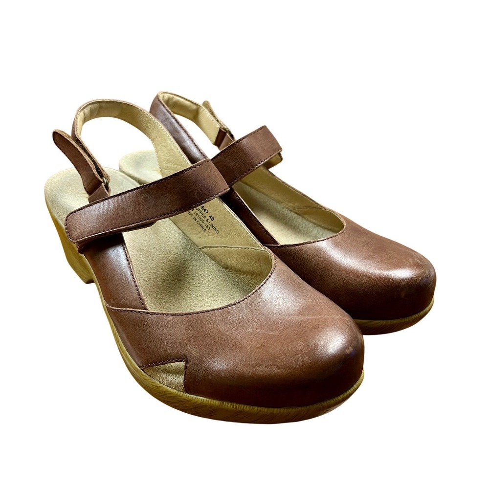 ALEGRIA Tarah Mary Jane Clogs 40 9.5 Brown Leather Wedge Slingback Professional